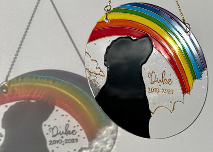 Personalized dog memorial Suncatcher for window Dog lover gifts Aesthetic room decor Stained glass painting