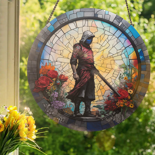 Graffiti Urban Warrior: Stained Glass Style Window Hanging Made With Real Glass