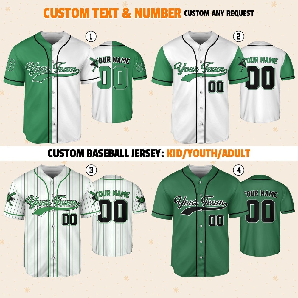 Personalized Team Name And Number Green Collection, Custom Name Baseball Jersey Custom Baseball Jersey Uniform Baseball Fans Baseball Lovers