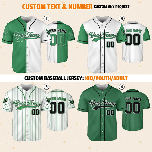 Personalized Team Name And Number Green Collection, Custom Name Baseball Jersey Custom Baseball Jersey Uniform Baseball Fans Baseball Lovers