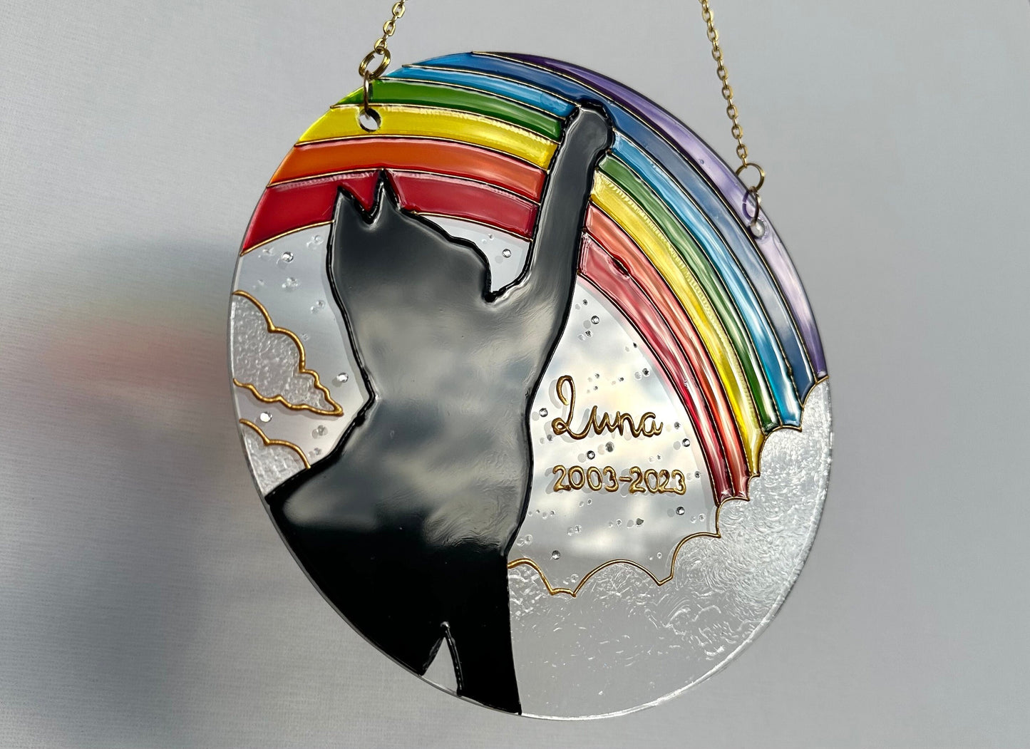 Personalized cat memorial Suncatcher for window Cat lover gift Aesthetic room decor Custom stained glass painting