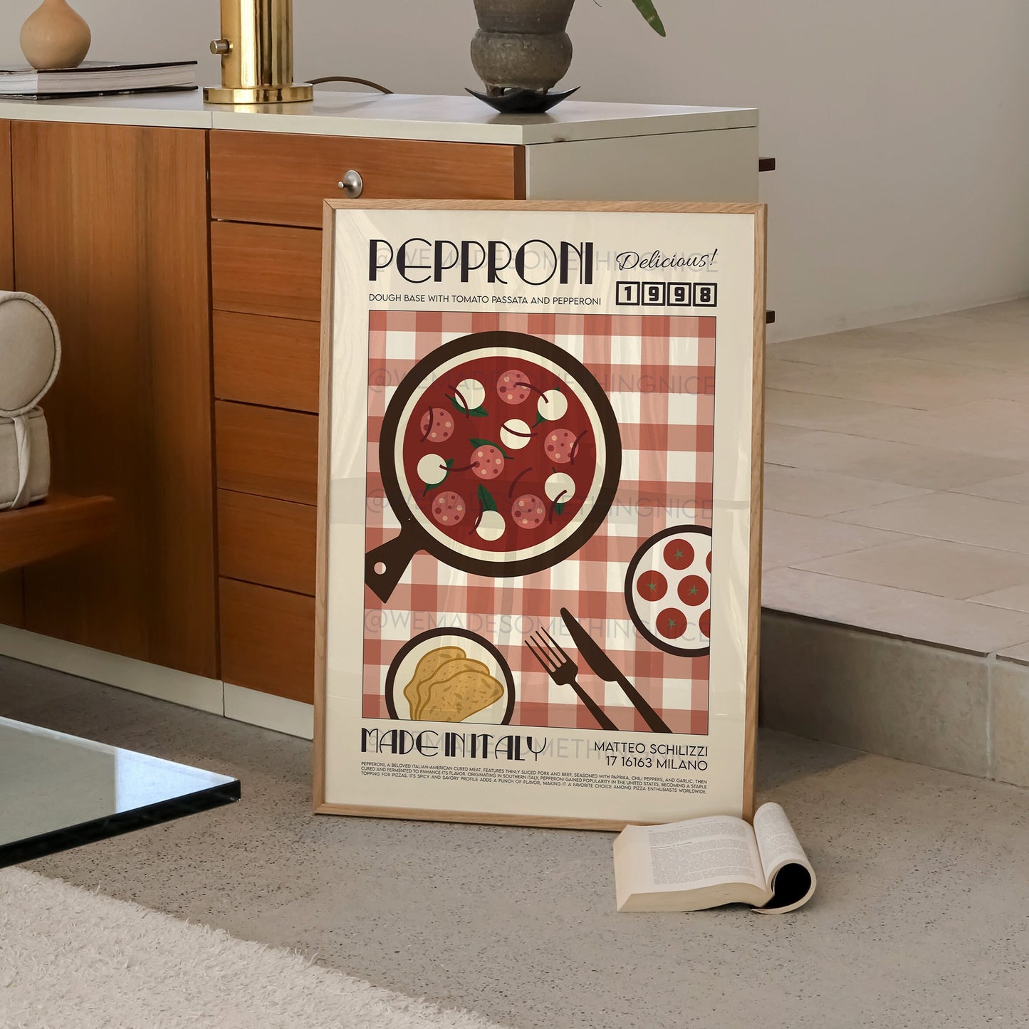 Retro Pizza Print, Pizza Poster, Kitchen Art, Kitchen Decor, Food Art, Pizza Slice, Eat Sign, Rome, Italy Art, Food Print