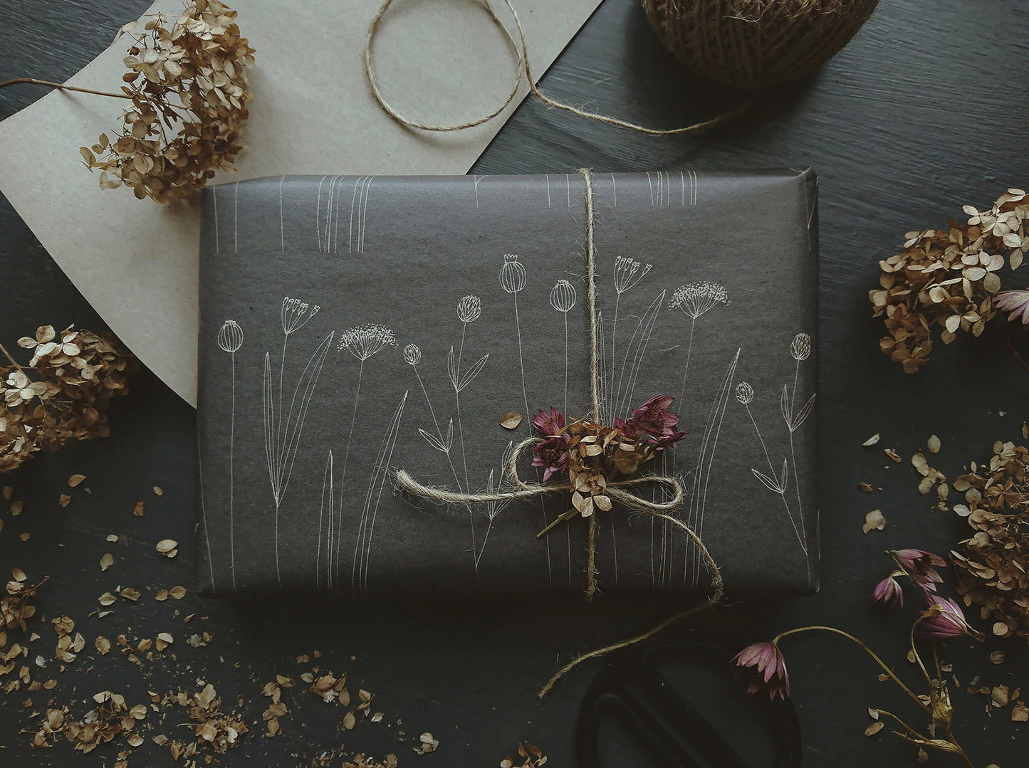 Graphical Wrapping paper,Gift Wrap, Rustic Wrapping, Floral Gift Warp, Wrapping paper, gift paper, floral wrapping paper, recycled wrapping