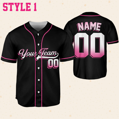 Personalized Team Name And Number Baseball Jersey Custom Design Pink Color Collection, Custom Baseball Jersey Uniform For Baseball Lovers