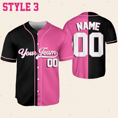 Personalized Team Name And Number Baseball Jersey Custom Design Pink Color Collection, Custom Baseball Jersey Uniform For Baseball Lovers