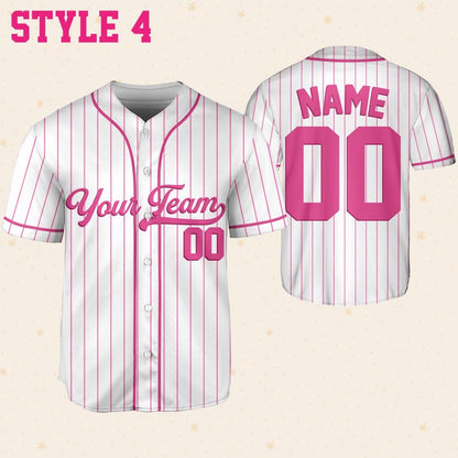 Personalized Team Name And Number Baseball Jersey Custom Design Pink Color Collection, Custom Baseball Jersey Uniform For Baseball Lovers