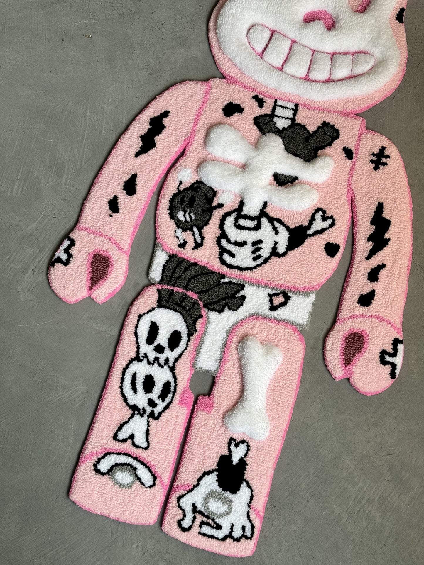 Tufted Bear Rug, Custom Bear Skeleton Rug, Pink Rug, Collectibles home decor, Unique Floor Art, Halloween gift, Christmas gift