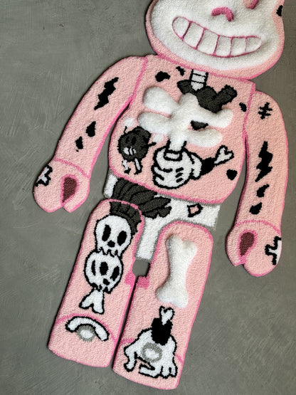Tufted Bear Rug, Custom Bear Skeleton Rug, Pink Rug, Collectibles home decor, Unique Floor Art, Halloween gift, Christmas gift
