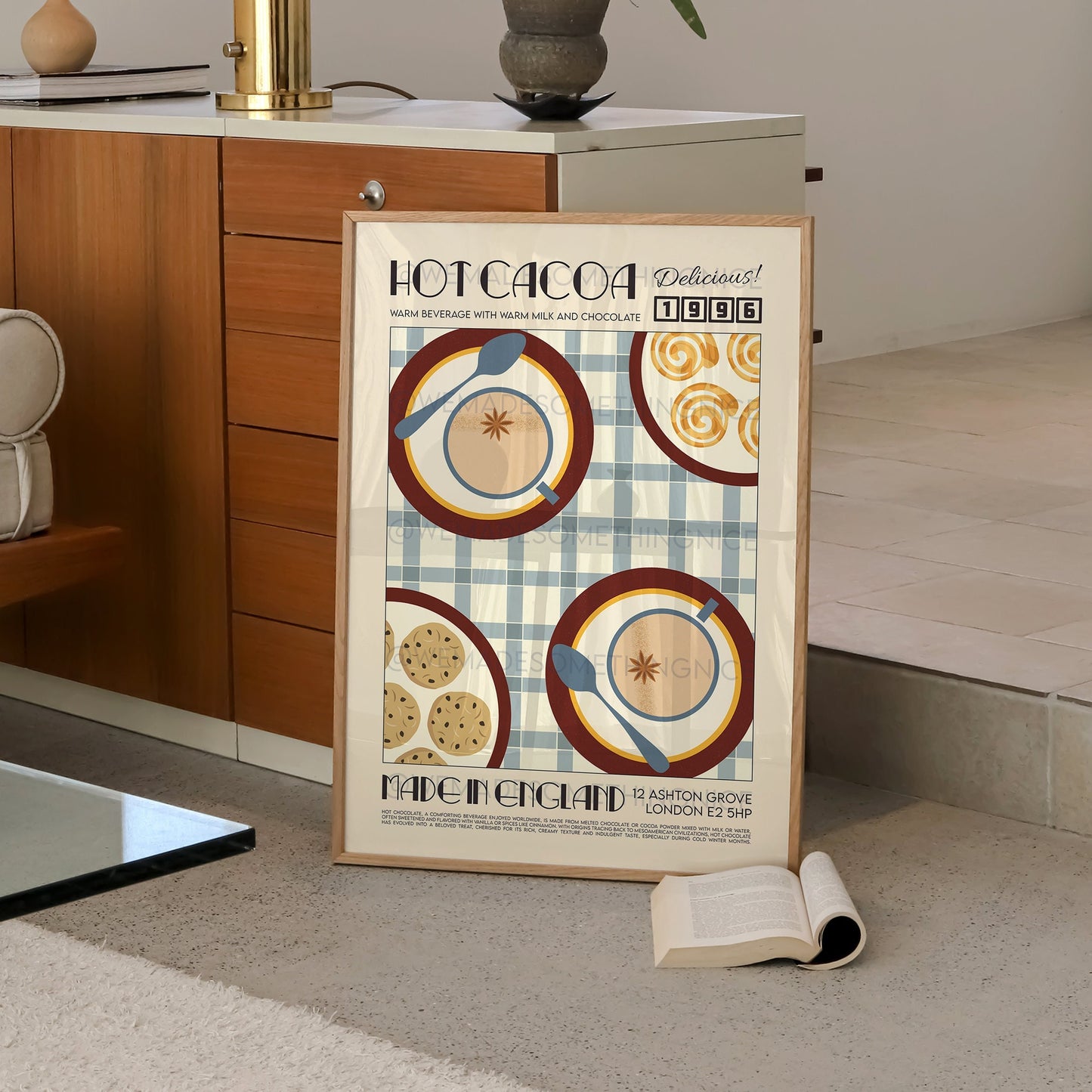 Hot Chocolate Print, Drink Poster, Modern Kitchen Decor, Retro Poster, Pop Art, Kitchen Art, Exhibition Poster, Illustration, Coffee Lover