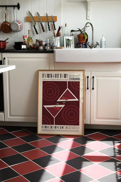 Manhattan Print, Kitchen Poster, Kitchen Print, Cocktail Poster, Cocktail Print, Kitchen Decor, Cocktail Poster, Mid Century Modern