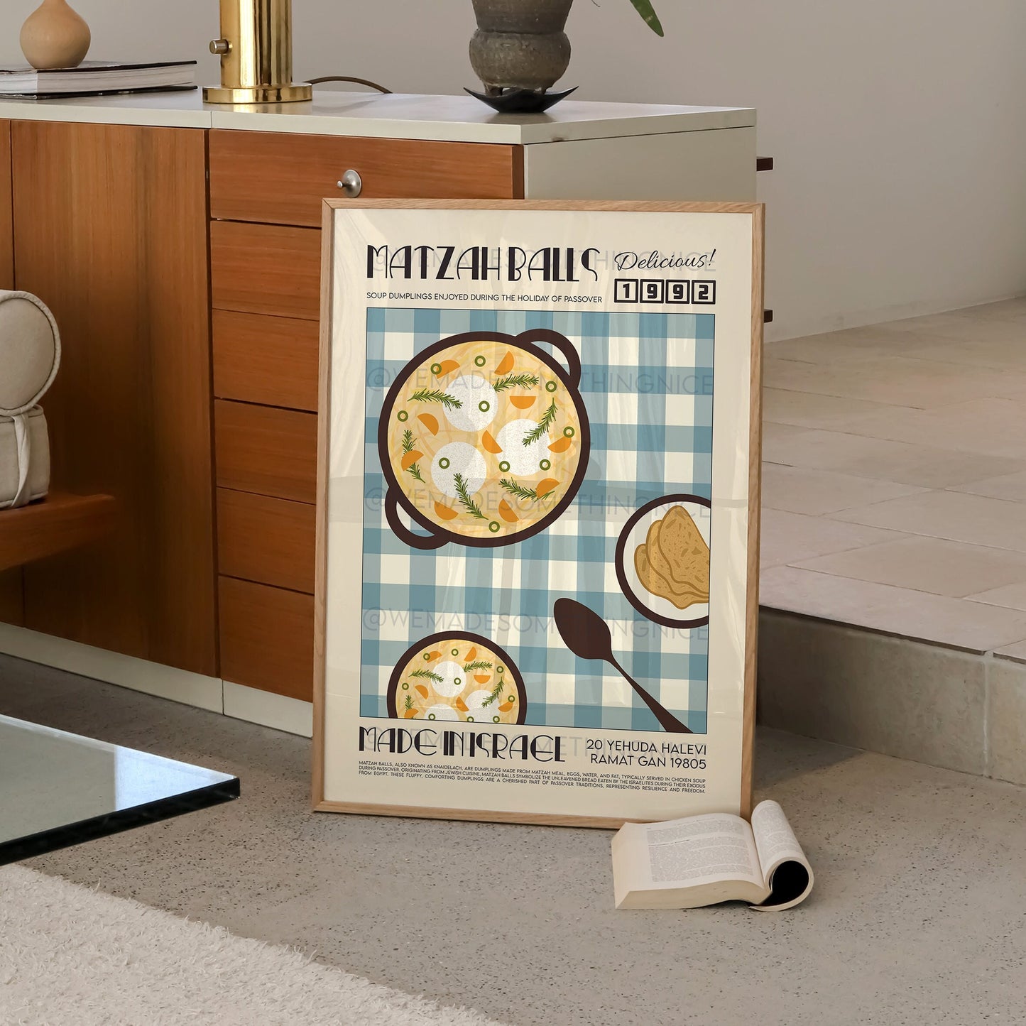 Matzah Balls Print, Kitchen Art, Kitchen Poster, Kitchen Print,  Israel Poster, Retro Art, Kitchen Decor, Food Art, Jewish Art, Israel