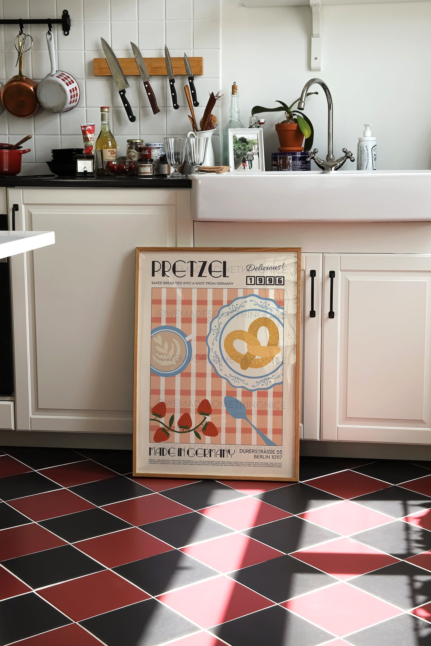 Pretzel Poster, Kitchen Art, Kitchen Print, Kitchen Poster, Food Print, Modern Kitchen Decor, Retro Poster