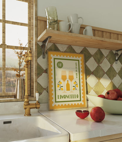 Retro Limoncello Print, Kitchen Poster, Kitchen Print, French Retro, Kitchen Decor, Cocktail Poster, Mid Century Modern, Bar Cart