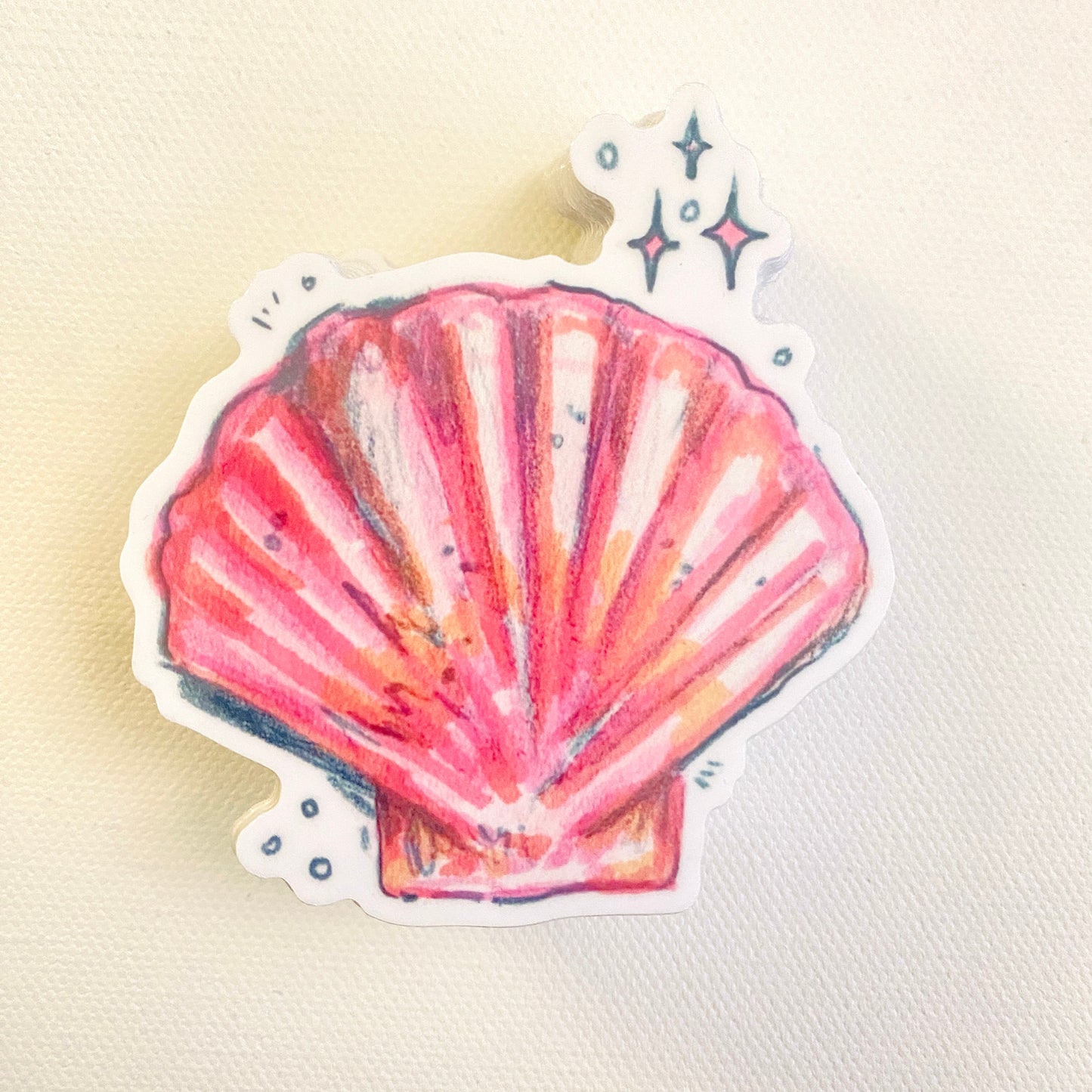 Pink Scallop Shell | Sticker Decal | Water-resistant | Pretty Sea Life Sticker