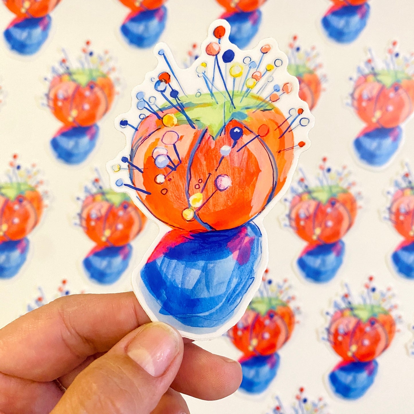 Tomato Pin Cushion | 4"  Sticker Decal | Waterproof  Weatherproof | Sewing Seamstress