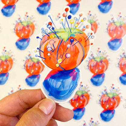 Tomato Pin Cushion | 4"  Sticker Decal | Waterproof  Weatherproof | Sewing Seamstress