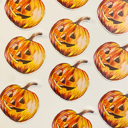 Pumpkin Jack-o-lantern | 4"  Sticker Decal | Waterproof  Weatherproof | Halloween