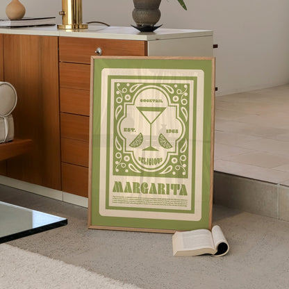 Margarita Cocktail Poster, Bar Cart Print, Retro Wall Art, Art Deco, Kitchen Decor, Cocktail Print, Kitchen Art, Bar Cart, Home Decor
