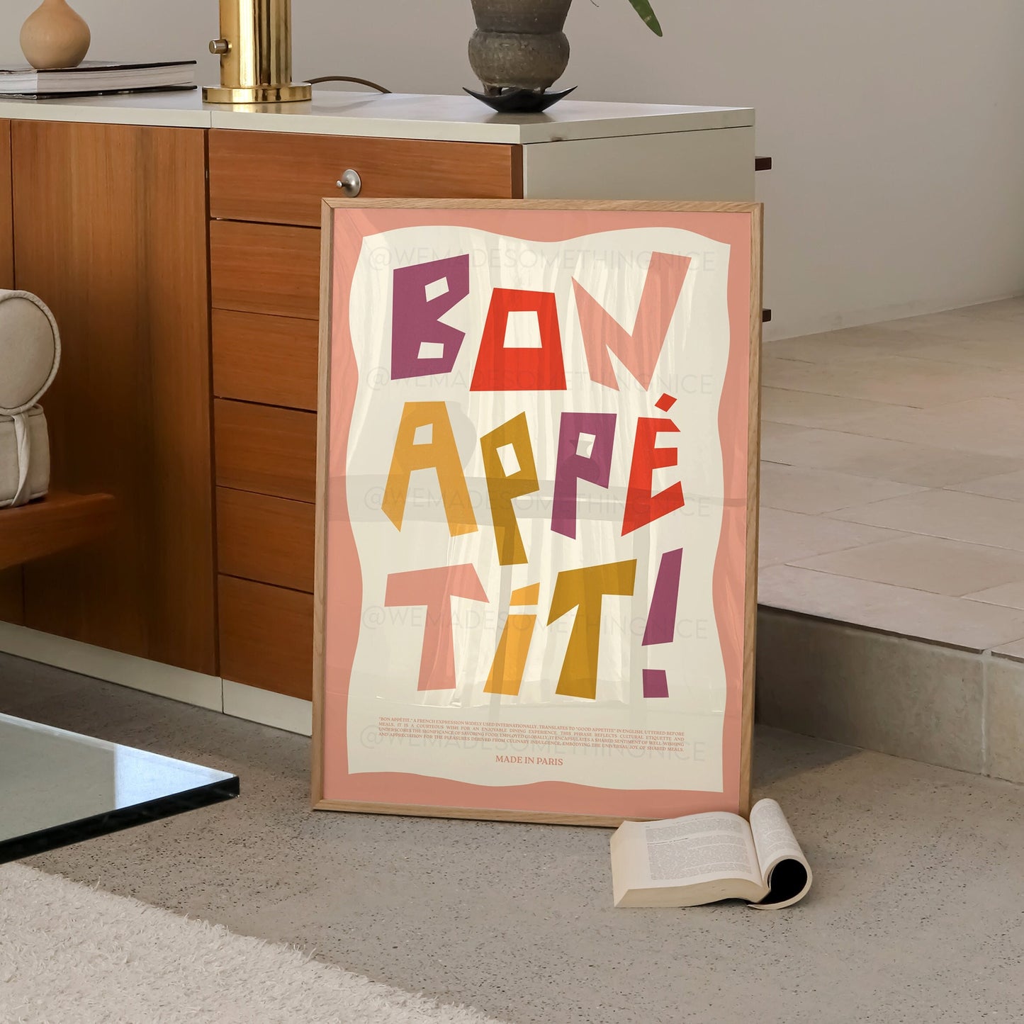 Bon Appetit Poster, Kitchen Poster, Kitchen Decor, Kitchen Art, Home Decor, Coffee Print, Lets Eat Print, Food Poster, Yes Chef