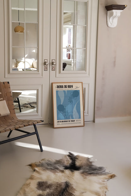 Aquarius Poster, Horoscope Print, Astrological Wall Art, Illustration, Exhibition Poster, Zodiac Poster, Birthday Present Housewarming