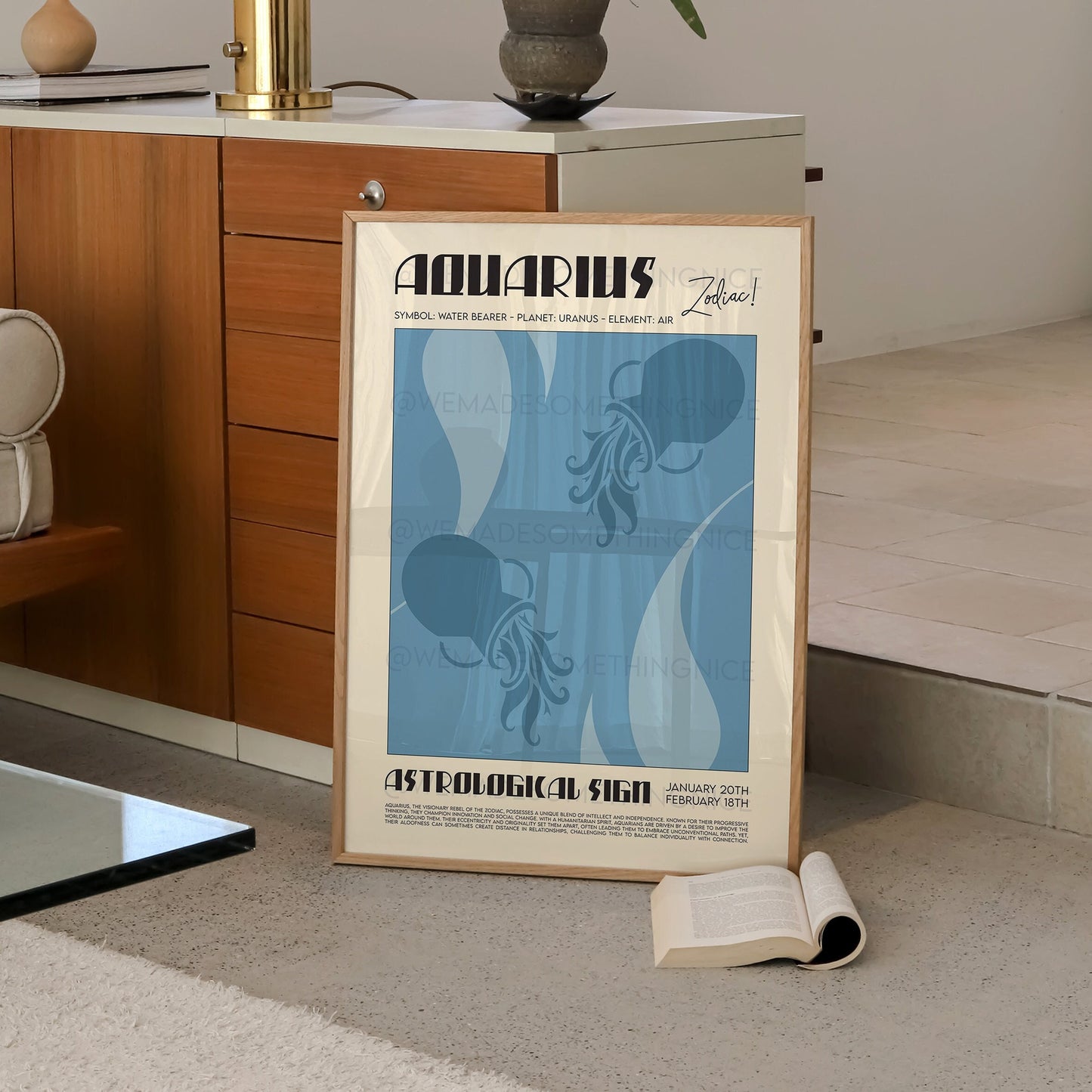 Aquarius Poster, Horoscope Print, Astrological Wall Art, Illustration, Exhibition Poster, Zodiac Poster, Birthday Present Housewarming