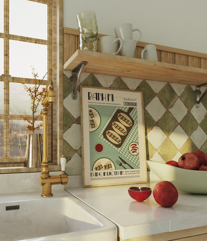 Banh Mi Poster, Food Print, Modern Kitchen Decor, Japanese, Korean Food, Chef Print, Bar Art, Exhibition Poster, Retro Art, Vietnam