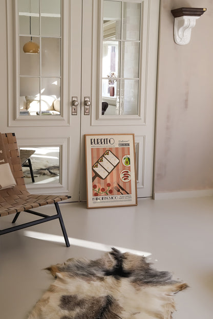 Burrito Poster, Kitchen Poster, Kitchen Print, Modern Kitchen Decor, Mexico, Food, Chef Print, Exhibition Poster, Retro Wall Art