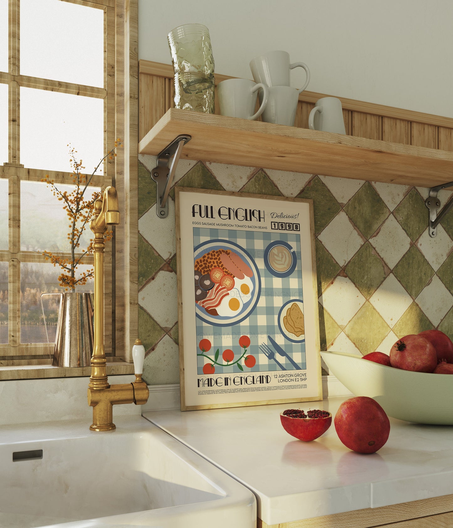 Full English Breakfast Poster, Kitchen Art, Kitchen Poster, Kitchen Print, Modern Kitchen Decor, Bar Art, Exhibition Poster, Retro Wall Art