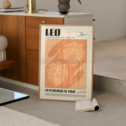 Leo Poster, Horoscope Print, Astrological Wall Art, Illustration, Exhibition Poster, Zodiac Poster, Birthday Present Housewarming