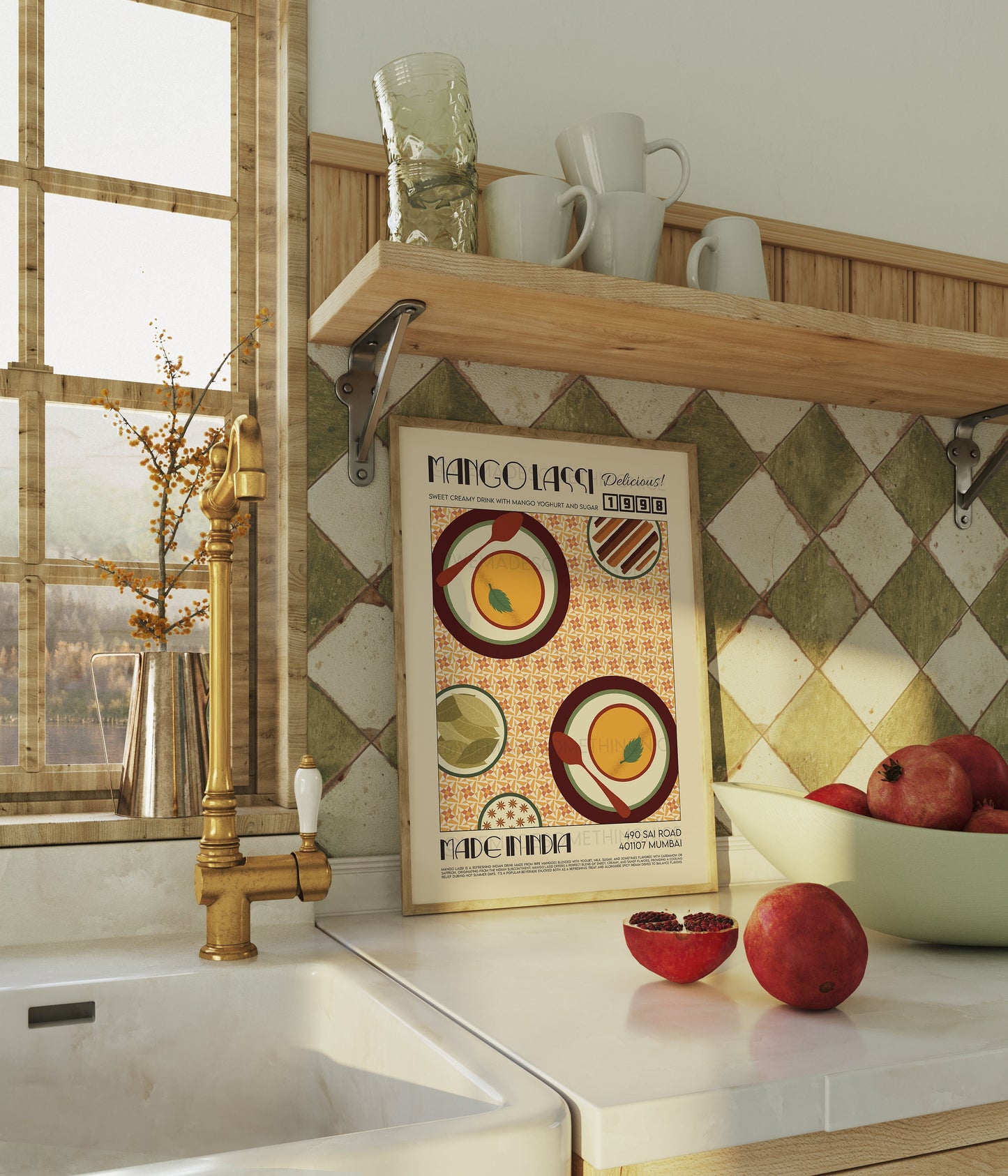 Mango Lassi Poster, Kitchen Poster, Kitchen Print, Food Poster, Modern Kitchen Decor, Travel Poster, Retro Wall Art