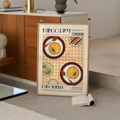 Mango Lassi Poster, Kitchen Poster, Kitchen Print, Food Poster, Modern Kitchen Decor, Travel Poster, Retro Wall Art