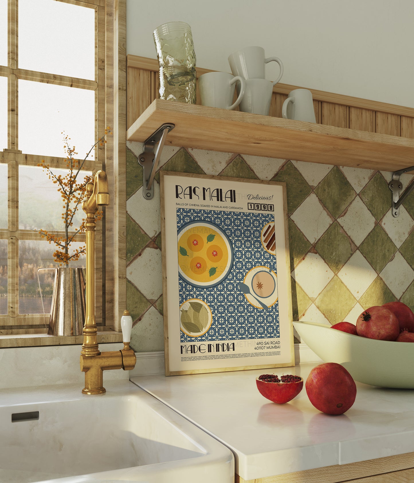 Ras Malai Poster, Food Print, Modern Kitchen Decor, Travel Poster, Kitchen Poster, Exhibition Poster Retro Wall Art, India Print