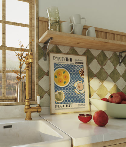 Ras Malai Poster, Food Print, Modern Kitchen Decor, Travel Poster, Kitchen Poster, Exhibition Poster Retro Wall Art, India Print