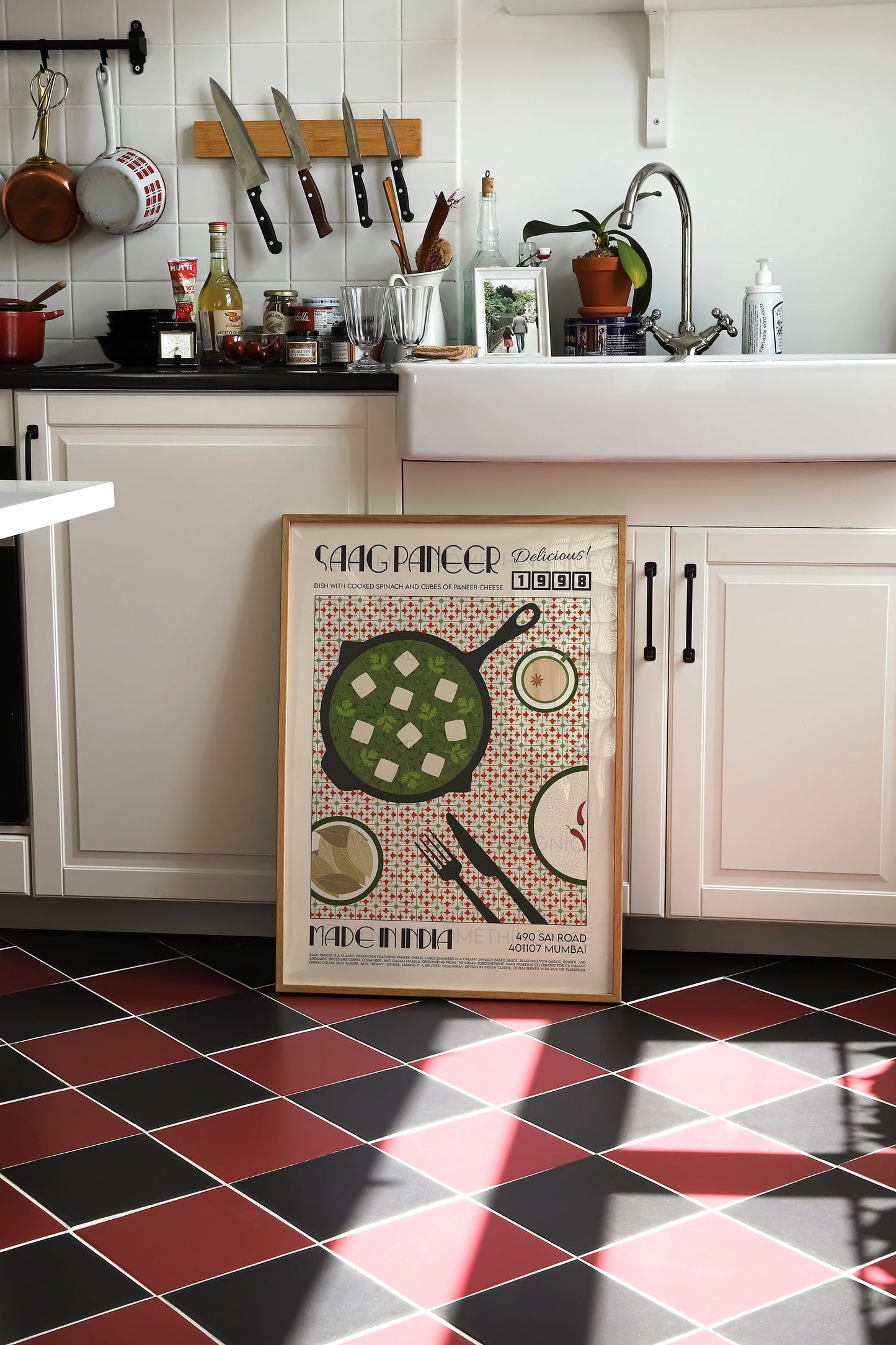 Saag Paneer Poster, Kitchen Poster, Food Print, Modern Kitchen Decor, Travel Poster, Exhibition Poster Retro Wall Art, India Print