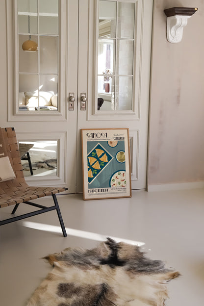 Samosa Poster, Kitchen Art, Food Illustration, Food Print, Modern Kitchen Decor, Travel Poster,  Kitchen Poster, Retro Wall Art, India Print