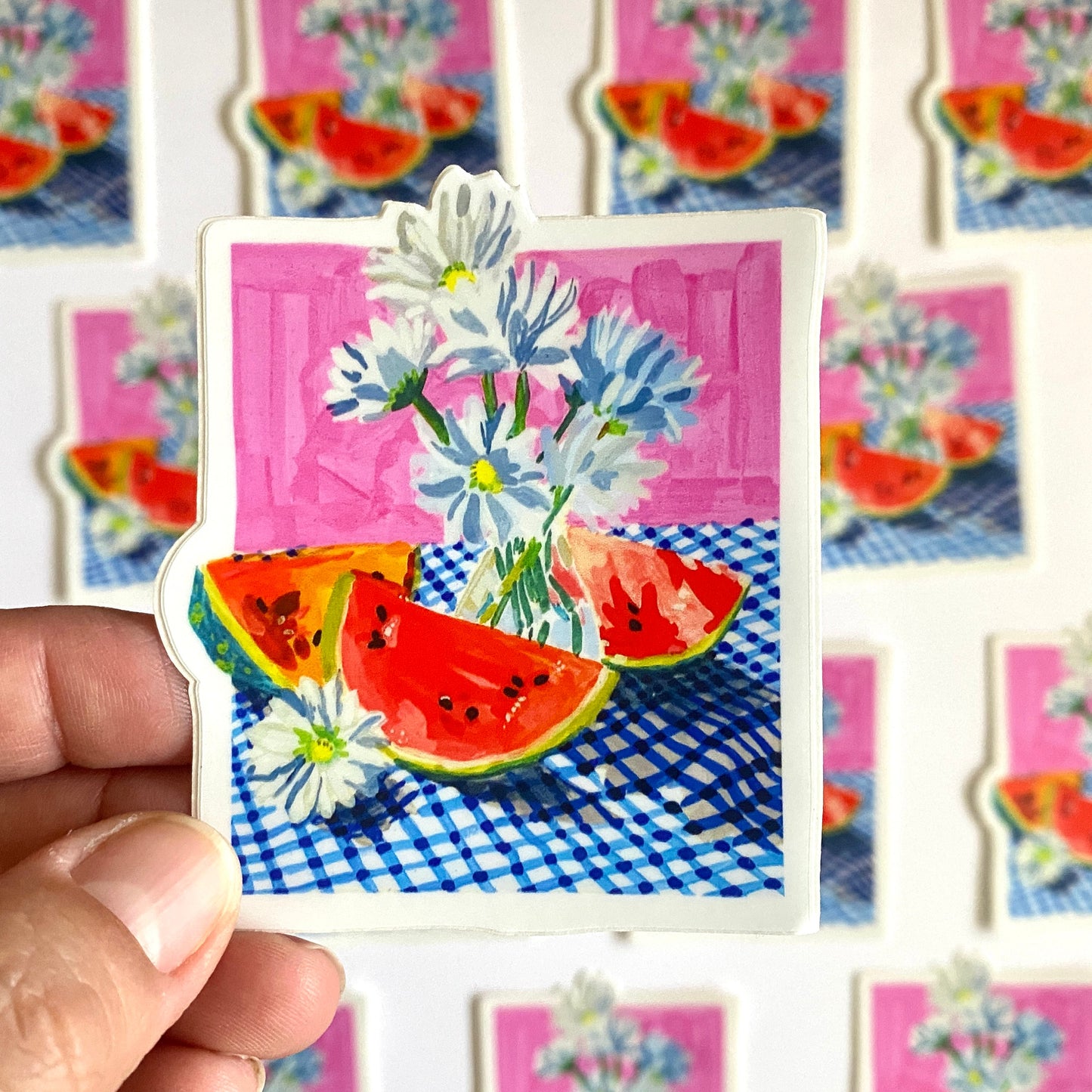 Watermelon Picnic | 3" Vinyl Sticker Decal | Waterproof Weatherproof | Watermelon Daisies
