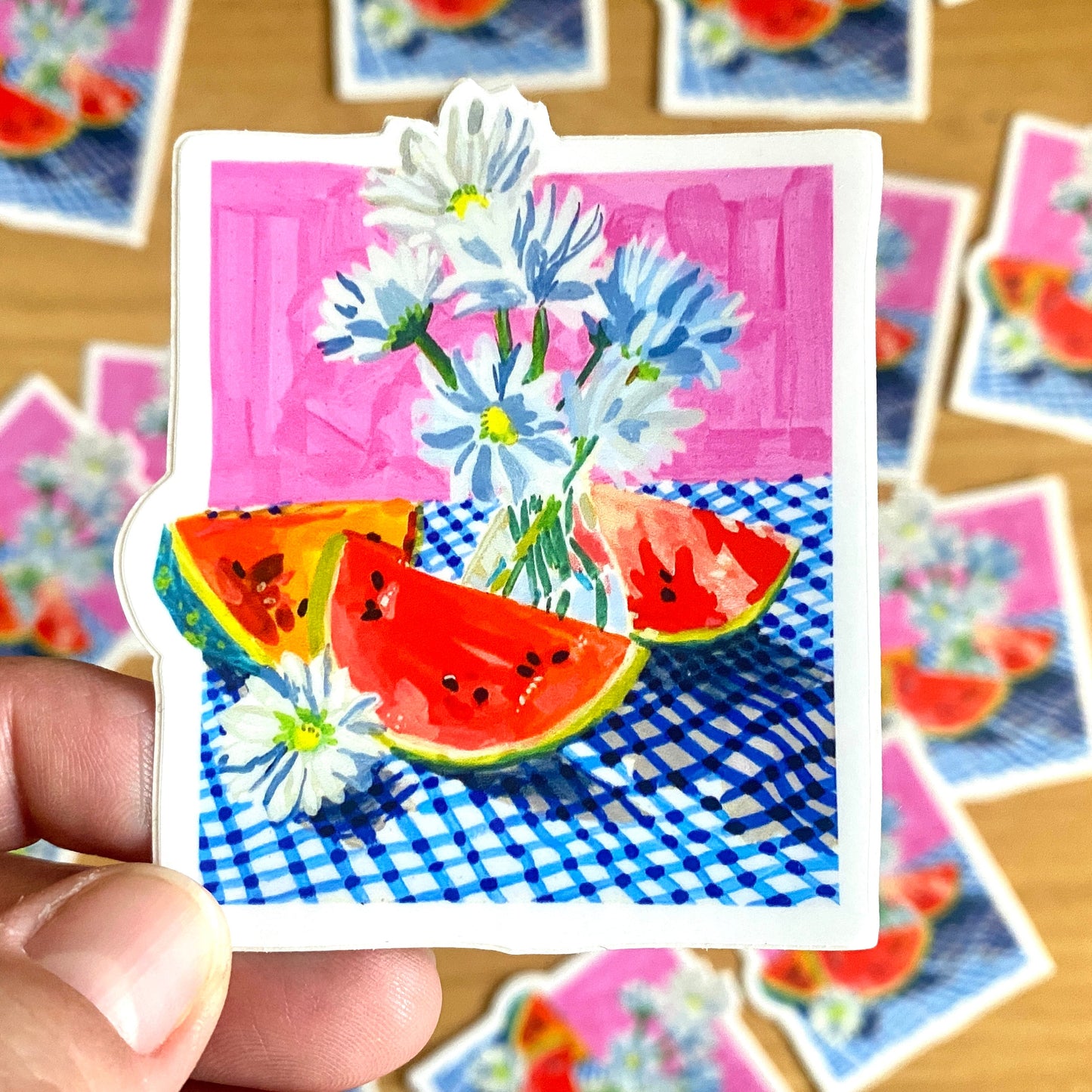 Watermelon Picnic | 3" Vinyl Sticker Decal | Waterproof Weatherproof | Watermelon Daisies