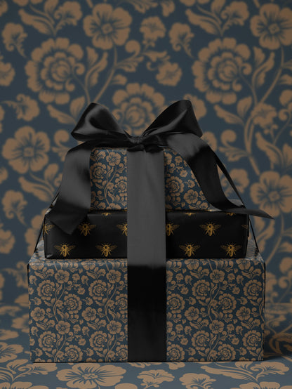 Floral Gift Wrap Blue Wrapping Paper Gift Wrap Mom Vintage Wrapping Paper Bridal Shower Gift for Bride to be Baby Shower Gift Wrap Wedding