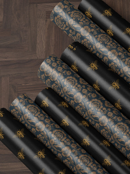 Floral Gift Wrap Blue Wrapping Paper Gift Wrap Mom Vintage Wrapping Paper Bridal Shower Gift for Bride to be Baby Shower Gift Wrap Wedding