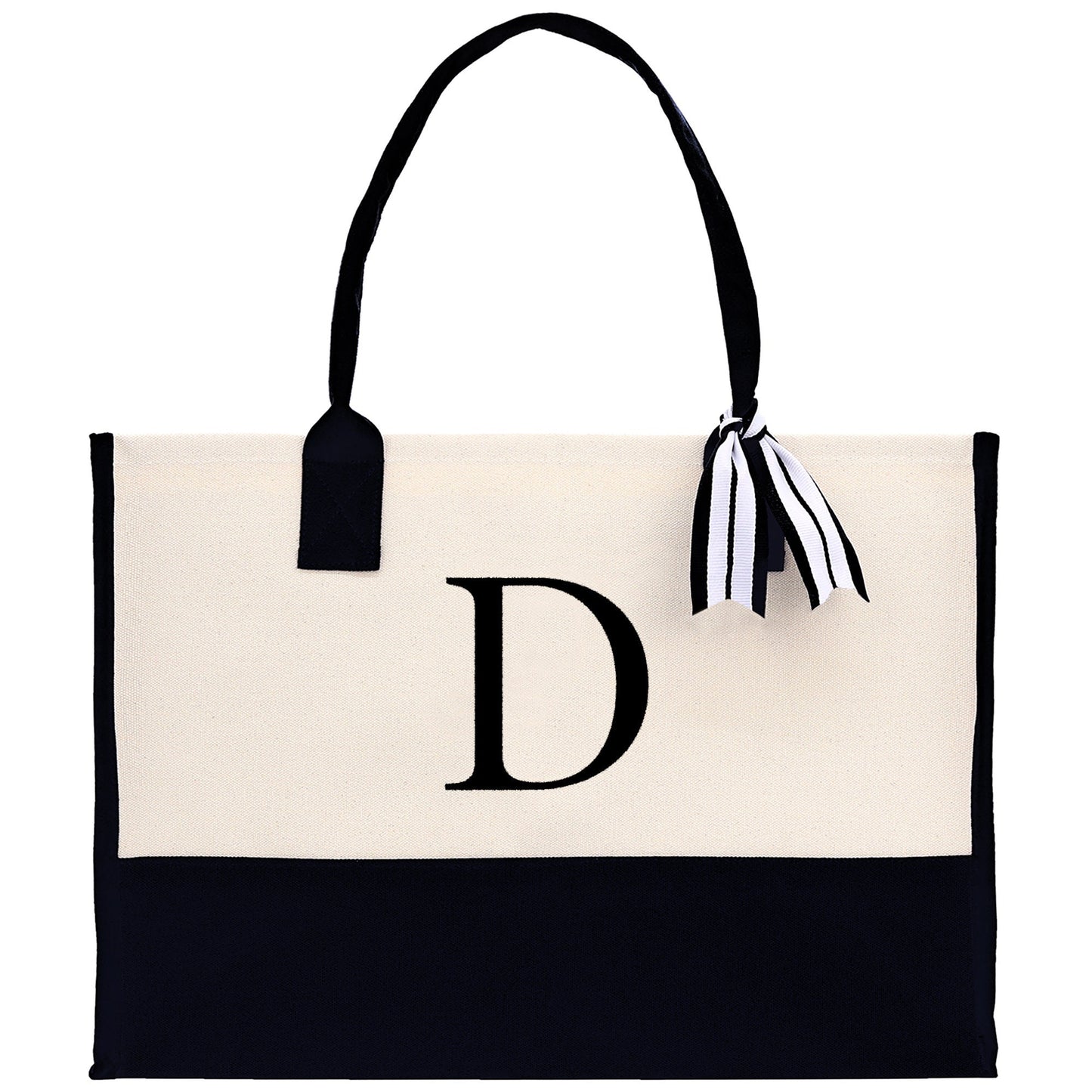 Monogram and Personalized Name Cotton Canvas Tote Bag Initial Tote Bag Letter Tote Bag Birthday Gift Bag Beach Bag Custom Monogrammed Bag