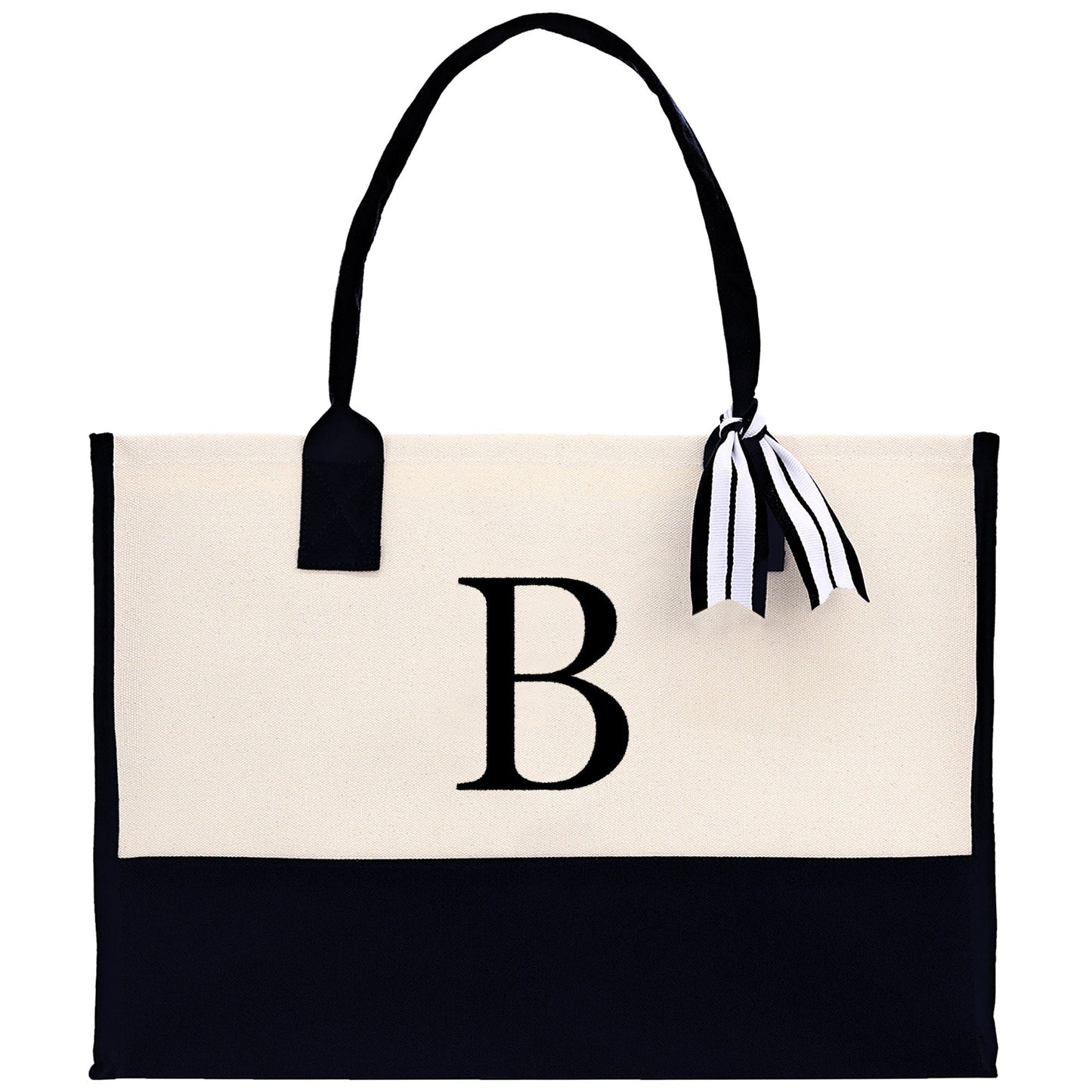 Monogram and Personalized Name Cotton Canvas Tote Bag Initial Tote Bag Letter Tote Bag Birthday Gift Bag Beach Bag Custom Monogrammed Bag