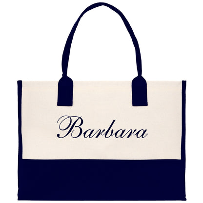 Monogram and Personalized Name Cotton Canvas Tote Bag Initial Tote Bag Letter Tote Bag Birthday Gift Bag Beach Bag Custom Monogrammed Bag