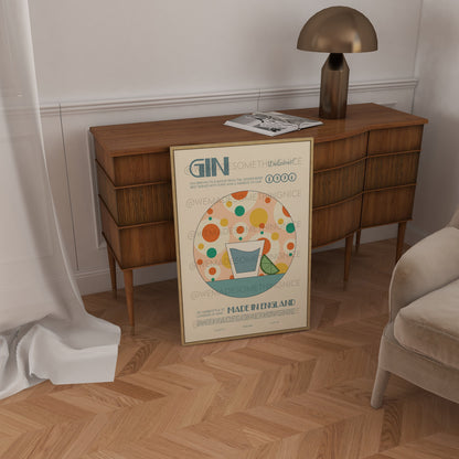 Gin Print, Retro Cocktail Poster, Kitchen Decor, Cocktail Print, Mid Century Modern, Gin and Tonic Print