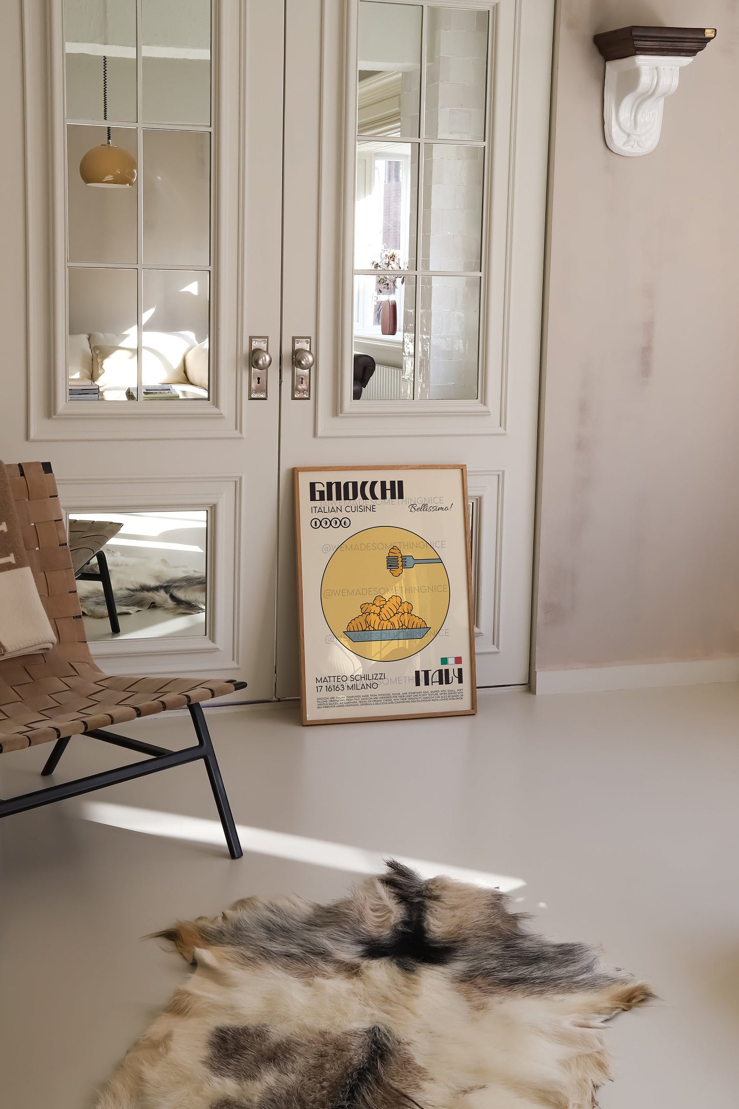 Gnocchi Poster, Pasta Art, Kitchen Poster, Kitchen Print, Food Poster, Modern Kitchen Decor, Illustration, Kitchen Art, Retro Wall Art