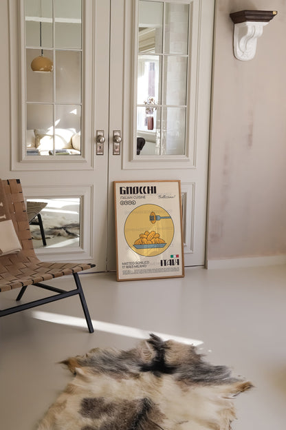 Gnocchi Poster, Pasta Art, Kitchen Poster, Kitchen Print, Food Poster, Modern Kitchen Decor, Illustration, Kitchen Art, Retro Wall Art