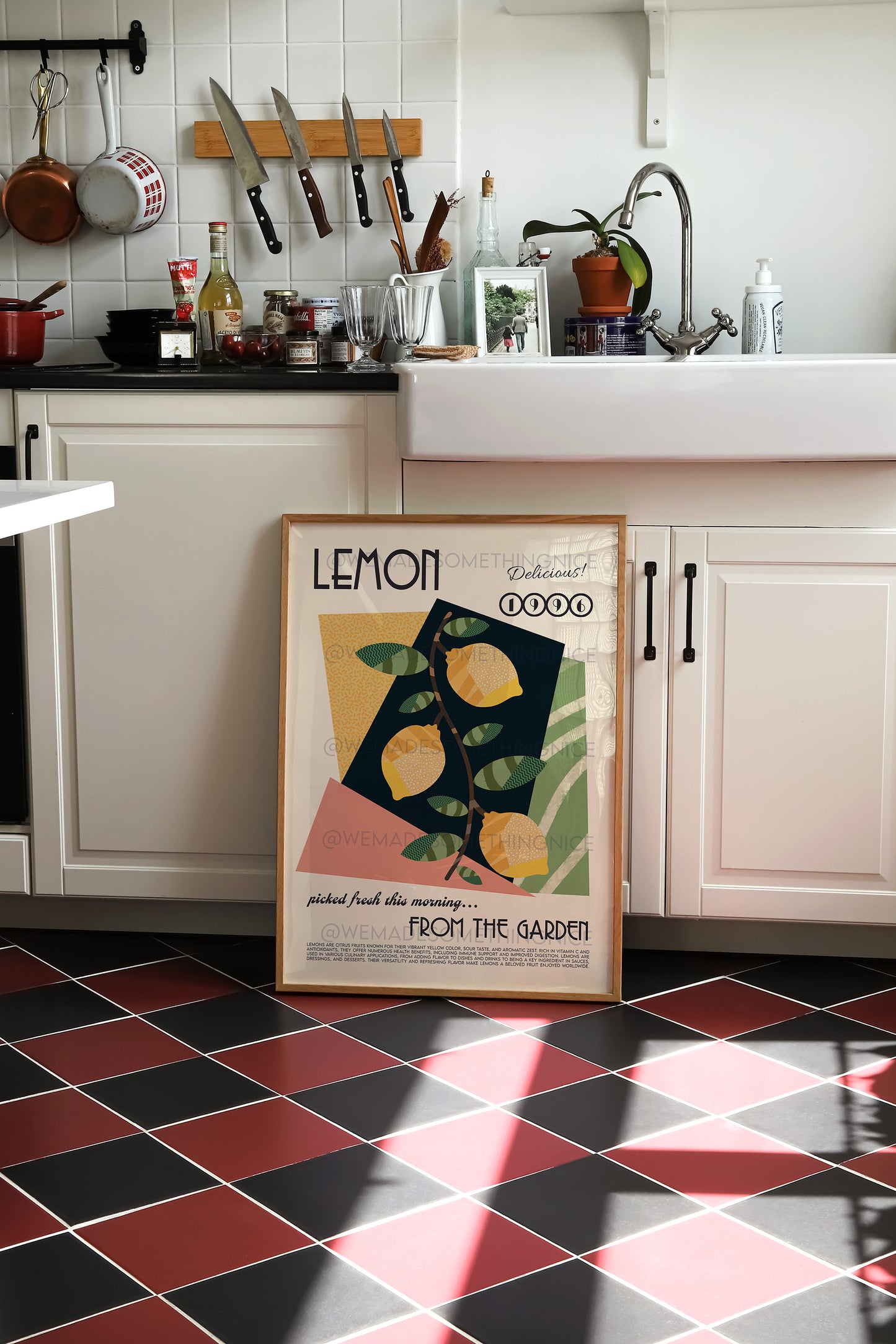 Lemon Poster, Kitchen Art, Kitchen Poster, Kitchen Wall Art, Retro Wall Art, Fruit Poster, Fruit Print, Food Art