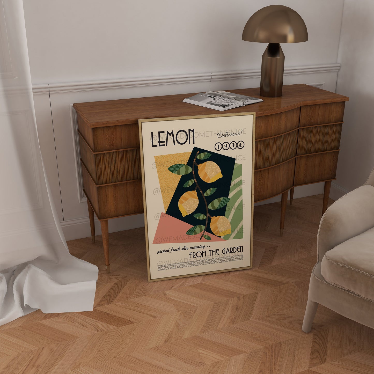 Lemon Poster, Kitchen Art, Kitchen Poster, Kitchen Wall Art, Retro Wall Art, Fruit Poster, Fruit Print, Food Art