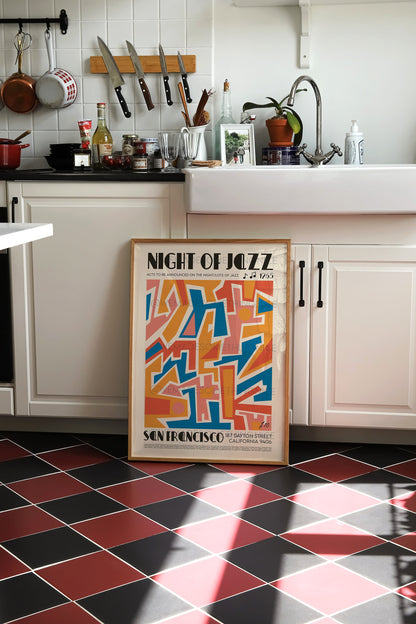 San Francisco Jazz Poster, Music Print, Music Poster, Kitchen Art, Music Lover, Lyrics Poster, Wall Art, Home Decor, Mid Century Modern