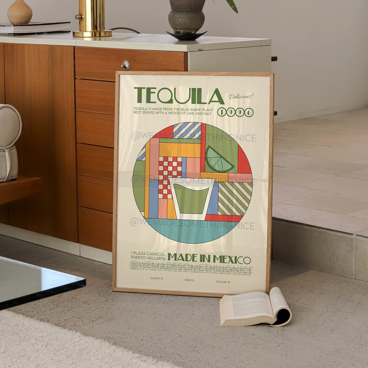 Tequila Print, Kitchen Poster, Kitchen Print, Retro Print, Kitchen Decor, Cocktail Print, Housewarming, Boho Bedroom, Mid Century Modern