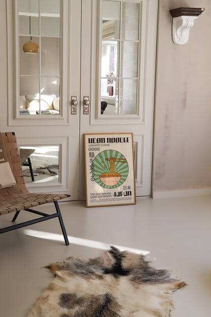 Udon Poster, Kitchen Poster, Kitchen Print, Food Art,  Modern Kitchen Decor, Illustration, Japanese Art, Retro Wall Art